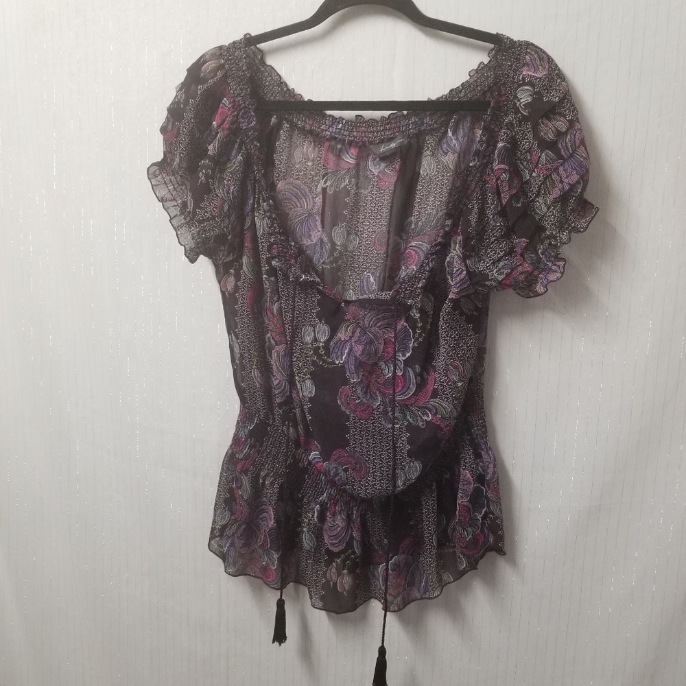 Twenty One Women's Sheer Short Sleeve Blouse